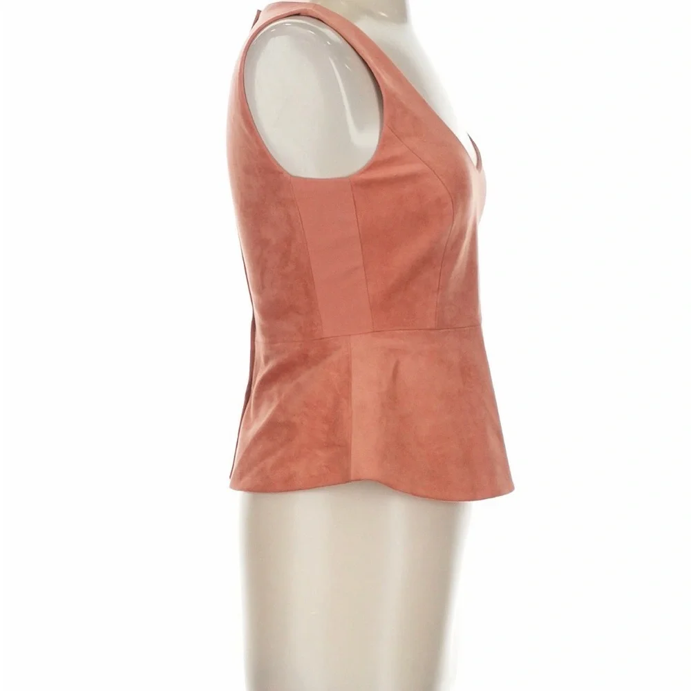 BCBGMaxAzria Dusty Rose Suede-Look Peplum Camisole XXS